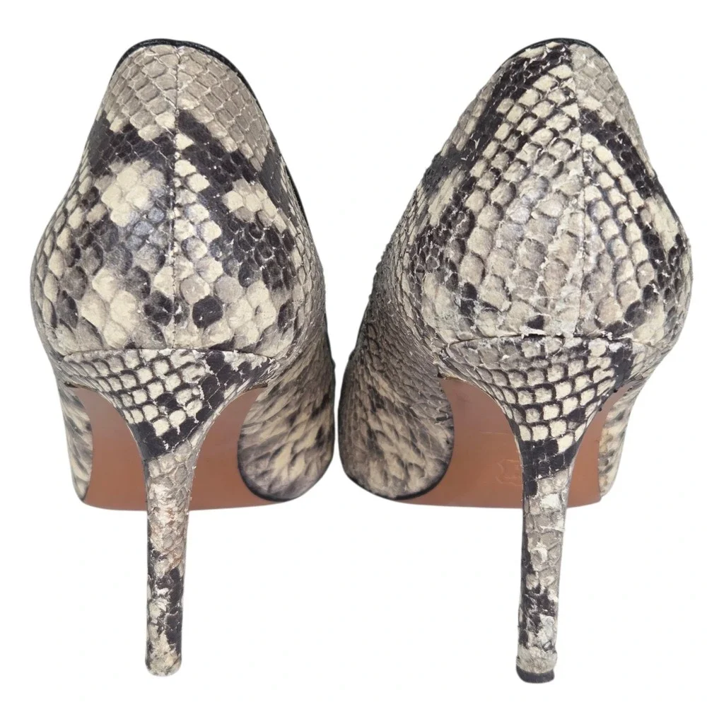 TORY BURCH Real Snakeskin Leather Heels Black White SZ 9M Exotic Dress‎